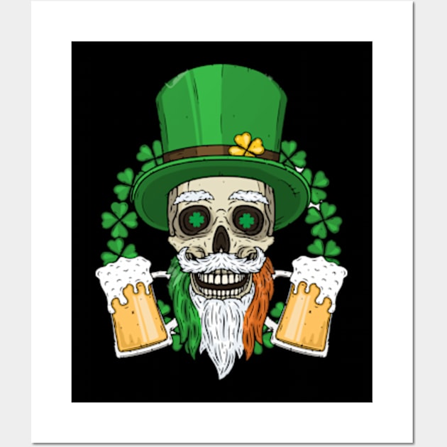 skull irish drinking team Wall Art by Davidsmith